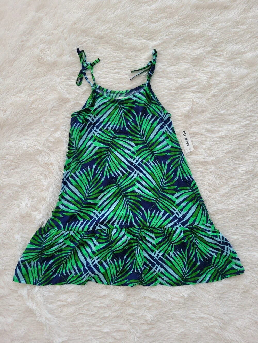 Old Navy NWT Tropical Sundress Green Blue Spaghetti Straps Girls Size S 6-7